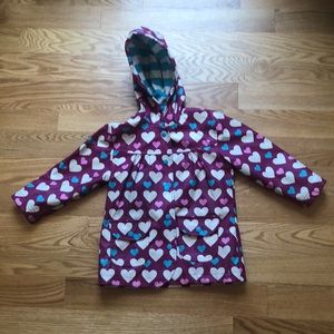 Hatley Heart Print Rain Coat Sz 4